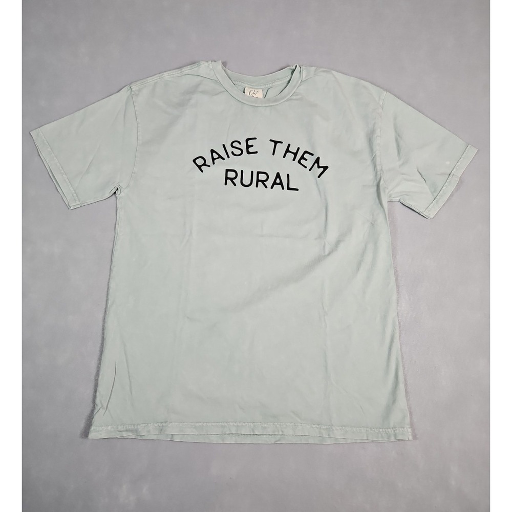 Oat Collective Womens Green Raise Them Rural Graphic T Shirt Size Medium NWOT